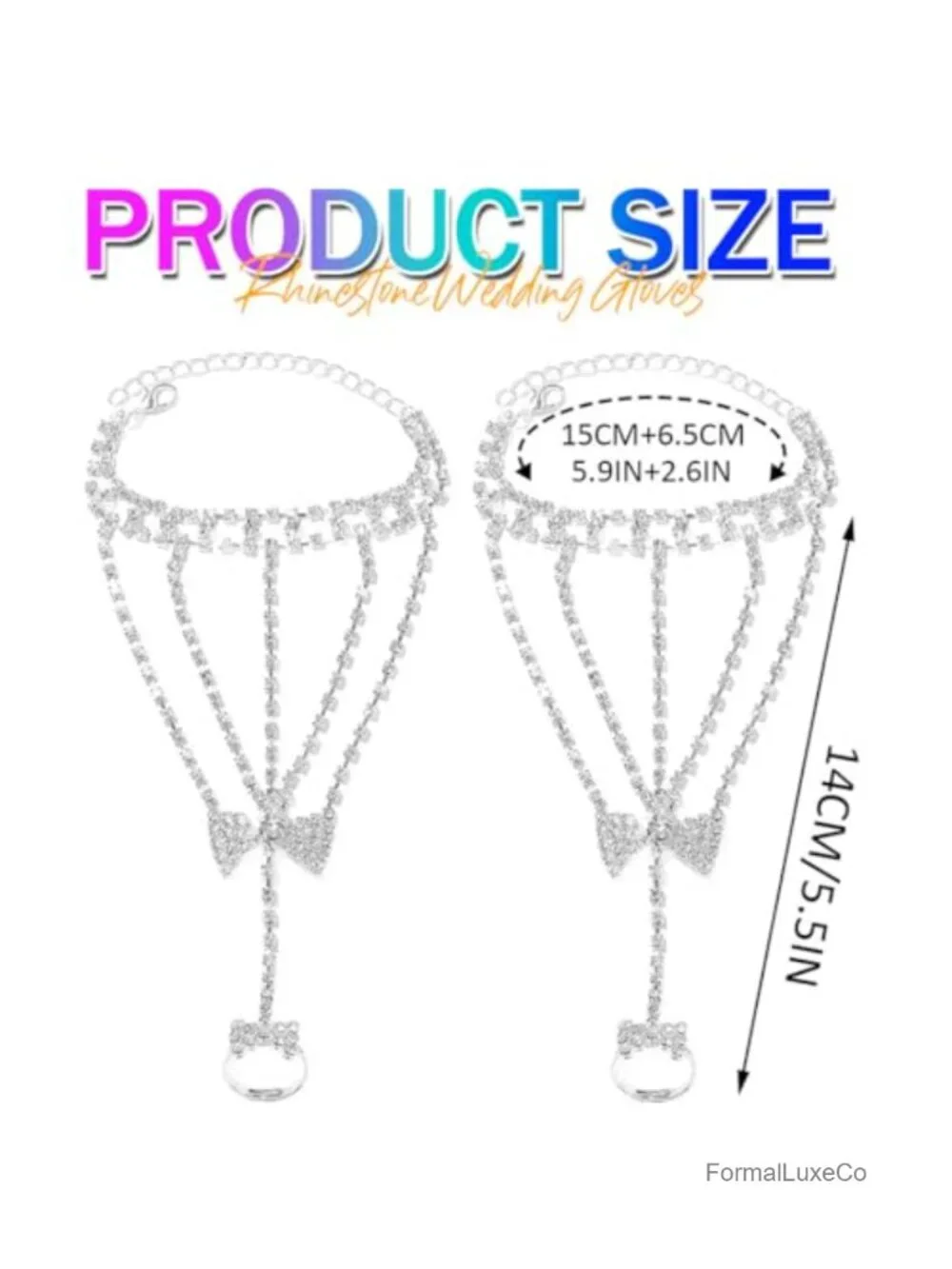 Rhinestone Fingerless Gloves Sparkle Crystal Hand Chain Wedding Prom